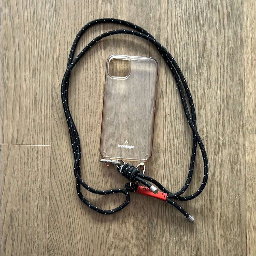 Transparent Phone Case with Black Braided Lanyard Holster